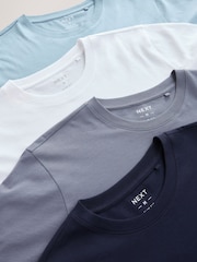Bleu/Marine/Blanc/Acier - Slim Fit (Slim Fit) - T-shirt en coton 100% 4 Paquet - Image 6 of 12
