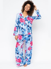 Cyberjammies Blue Lyla Floral Print Pyjama Set - Image 1 of 4