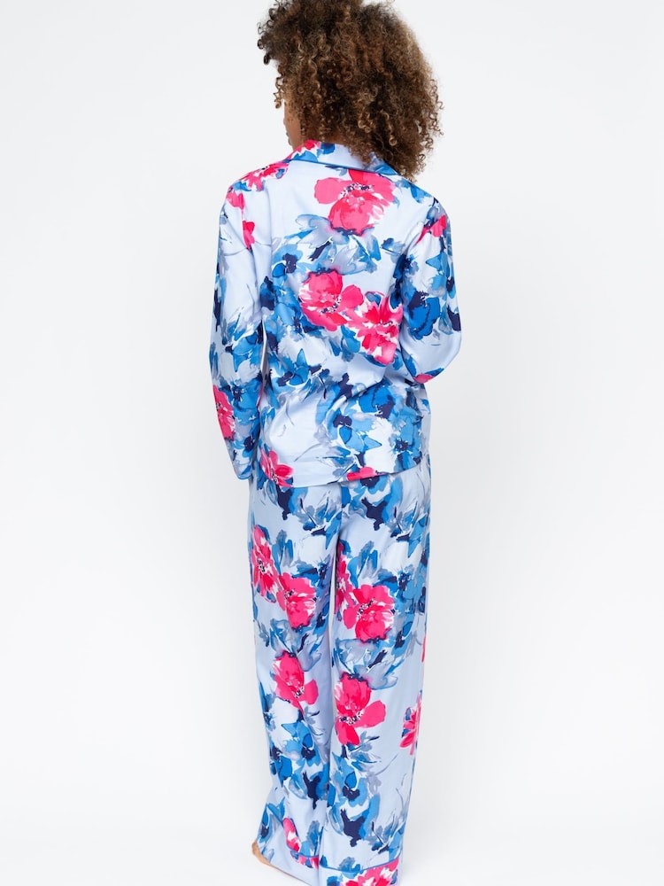 Cyberjammies Blue Lyla Floral Print Pyjama Set - Image 2 of 4