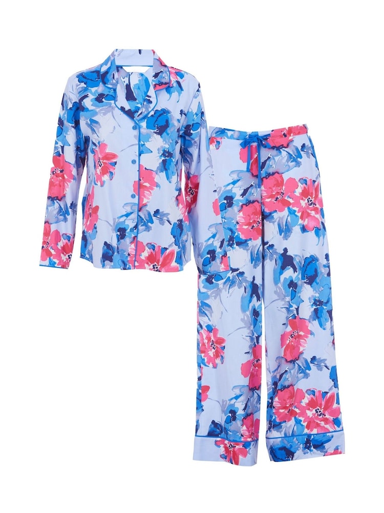 Cyberjammies Blue Lyla Floral Print Pyjama Set - Image 4 of 4