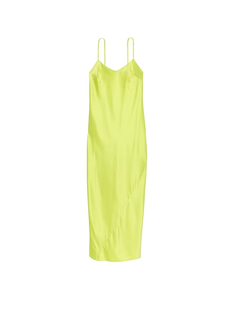 Victoria's Secret Limelight Green Satin Long Slip Dress - Image 3 of 3