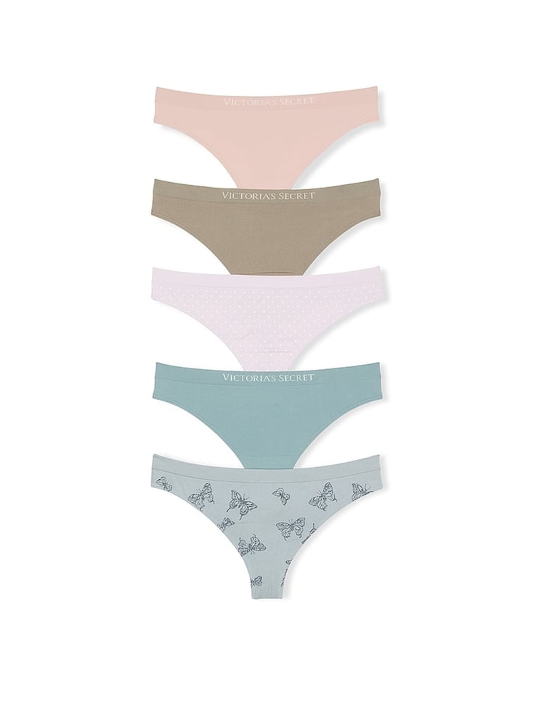 Huidskleur/groen/paars/blauw - Victoria's Secret set van 5 slips - Image 1 of 4