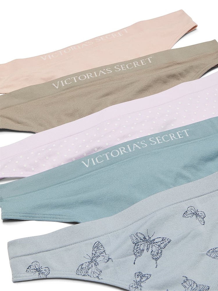 Huidskleur/groen/paars/blauw - Victoria's Secret set van 5 slips - Image 2 of 4
