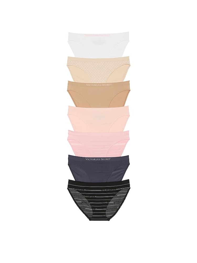 Wit/huidskleur/roze/blauw/zwart - Victoria's Secret set van 7 slips - Image 1 of 4