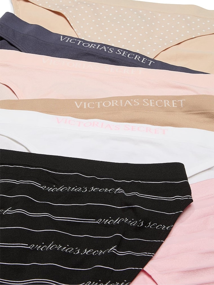 Wit/huidskleur/roze/blauw/zwart - Victoria's Secret set van 7 slips - Image 2 of 4
