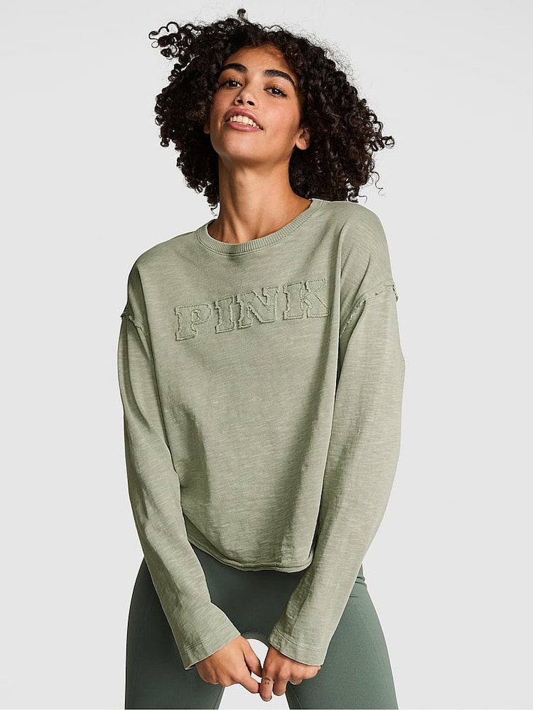 Victoria's Secret PINK Green Garden Jersey Sweatshirt - Image 1 of 2