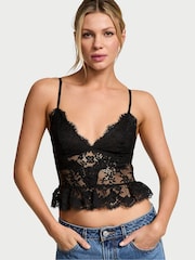 Victoria's Secret Black Peplum Lace Bra Top - Image 1 of 2