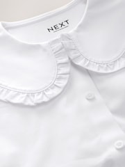 White Girls Touch Fastening Cotton Rich Frill Collar School Blouse (3-14yrs) - Image 10 of 11