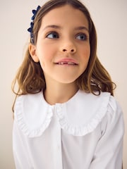 Blanco - Touch Fastening Cotton Rich Frill Collar School Blouse (3-14yrs) - Imagen 2 de 8