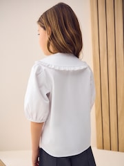 Blanco - Touch Fastening Cotton Rich Frill Collar School Blouse (3-14yrs) - Imagen 3 de 8