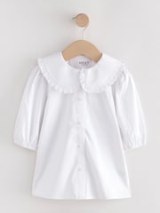 Blanco - Touch Fastening Cotton Rich Frill Collar School Blouse (3-14yrs) - Imagen 5 de 8