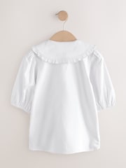 Blanco - Touch Fastening Cotton Rich Frill Collar School Blouse (3-14yrs) - Imagen 6 de 8