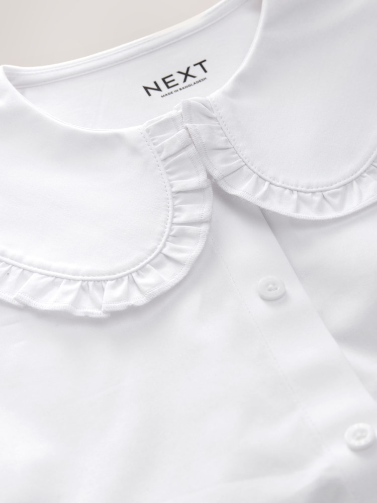 White Touch Fastening Cotton Rich Frill Collar School Blouse (3-14yrs) - Image 7 of 8