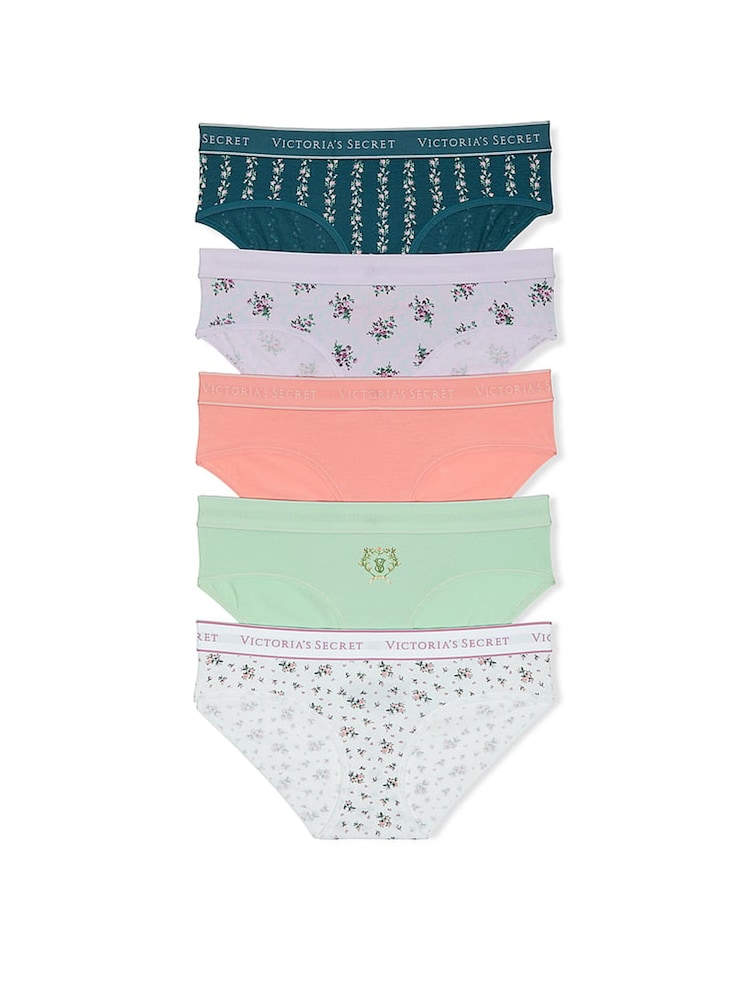 Victoria's Secret Green/Blue/Orange Hipster Logo 5 Pack Knickers - Image 1 of 4