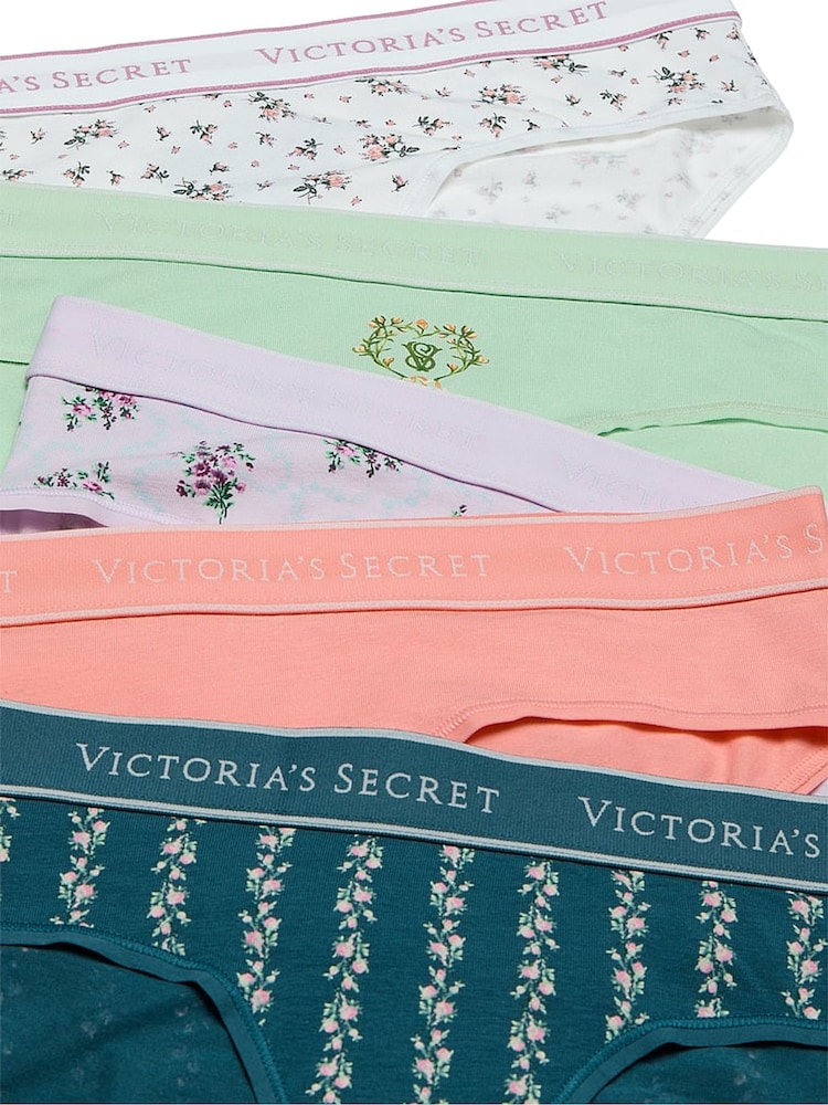 Victoria's Secret Green/Blue/Orange Hipster Logo 5 Pack Knickers - Image 2 of 4