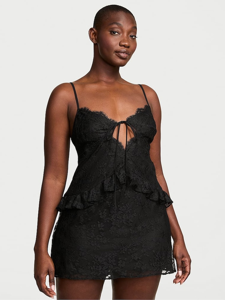 Victoria's Secret Black Lace Slip Dress - Image 1 of 3