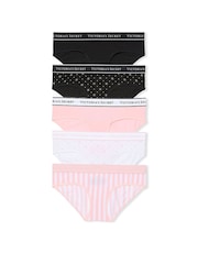 Zwart/roze/wit - Victoria's Secret set van 5 slips met logo - Image 1 of 4