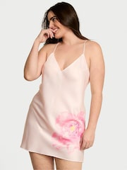 Victoria's Secret Faint Pink Peony Satin Open Back Slip - Image 1 of 3