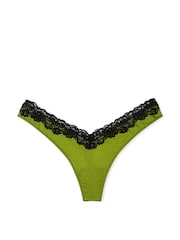 Victoria's Secret Pear Green Thong Lace Trim Knickers - Image 3 of 3
