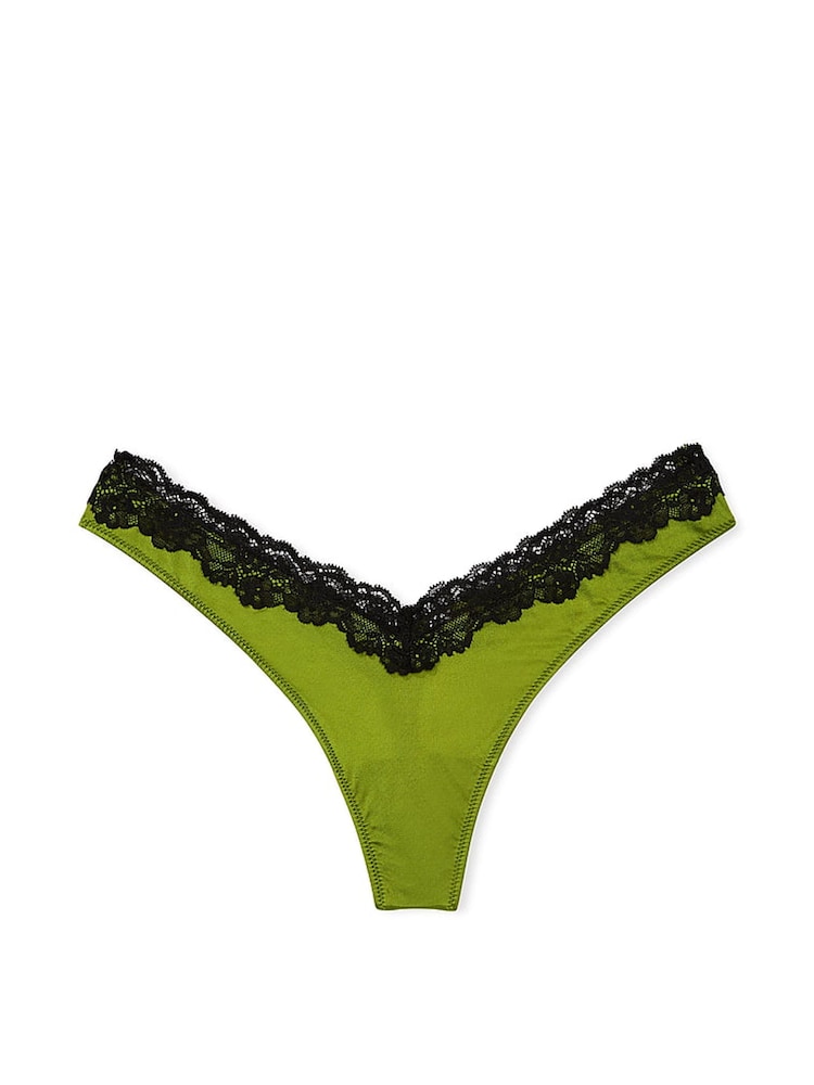 Victoria's Secret Pear Green Thong Lace Trim Knickers - Image 3 of 3