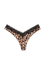 Victoria's Secret Leopard Brown Thong Lace Trim Knickers - Image 3 of 3