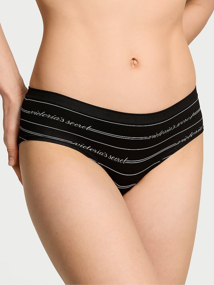 Victoria's Secret Black Logo Script Hipster Knickers - Image 1 of 3 Victoria's Secret Black Logo Script Hipster Knickers - Image 1 of 3