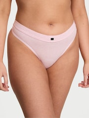 Victoria's Secret Pink Petal Heather Thong Cotton Logo Knickers - Image 1 of 3