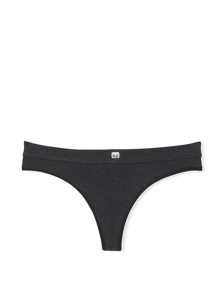 Victoria's Secret Black Heather Thong Cotton Logo Knickers - Image 3 of 3 Victoria's Secret Black Heather Thong Cotton Logo Knickers - Image 3 of 3