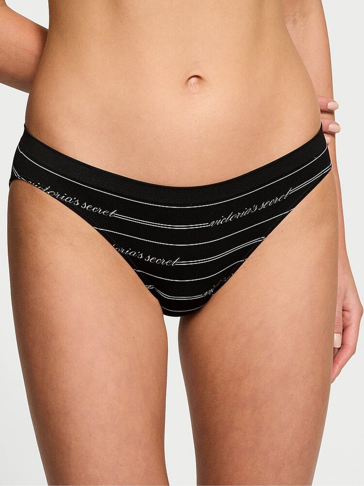 Victoria's Secret Black Logo Script Bikini Knickers - Image 1 of 3