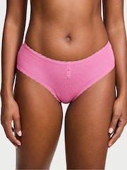 Victoria's Secret New Peony Pink Cheeky Cotton Pointelle Knickers - Image 1 of 3
