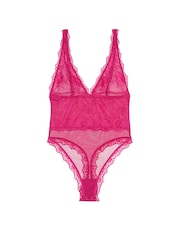 Victoria's Secret Cherry Blossom Pink Sheer Rose Lace Bodysuit - Image 3 of 3