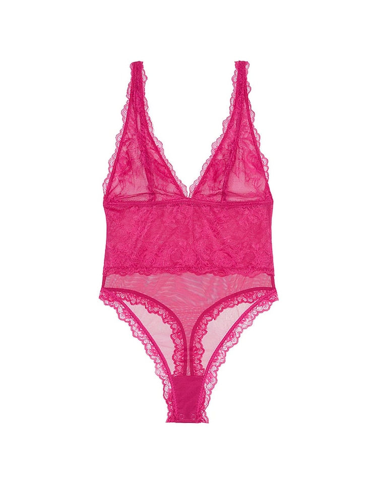 Victoria's Secret Cherry Blossom Pink Sheer Rose Lace Bodysuit - Image 3 of 3