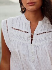 White Jaquard Sleeveless Blouse - Image 5 of 5