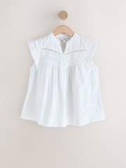 White Jaquard Sleeveless Blouse - Image 6 of 8