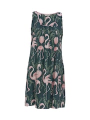 Cyberjammies Green Emerald Flamingo Print Bus Shorts Nightdress - Image 4 of 4