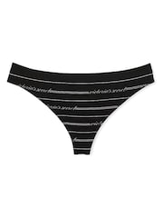 Victoria's Secret Black Logo Script Thong Knickers - Image 3 of 3