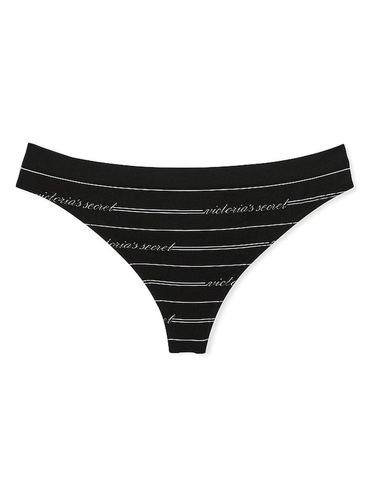 Victoria's Secret Black Logo Script Thong Knickers - Image 3 of 3