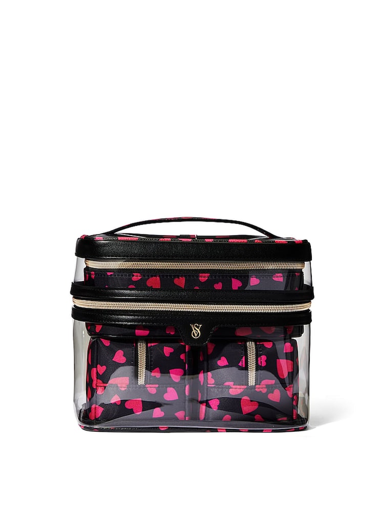 Victoria's Secret Black & Pink Hearts 4 in 1 Makeup Bag - Image 2 of 2