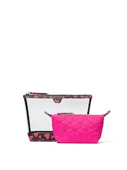 Victoria's Secret Pink Hearts AM/PM Makeup Bag Duo - Image 1 of 2
