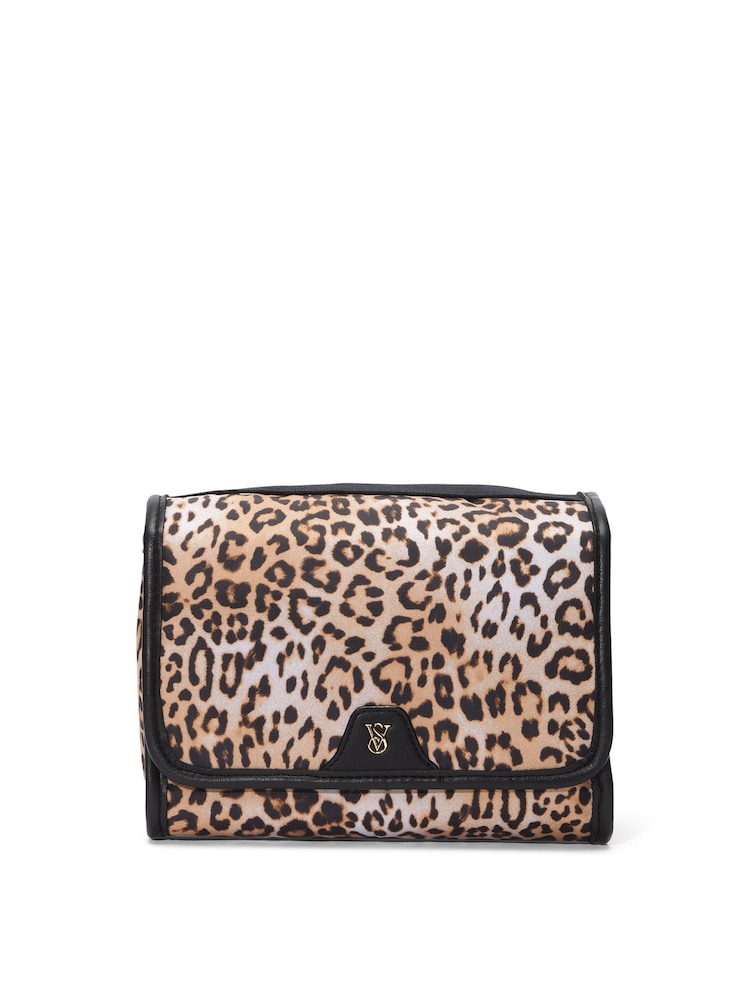 Victoria's Secret Leopard Brown Jetsetter Hanging Makeup Bag - Image 1 of 3