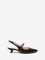 NeroGiardini Black Leather Slingback Kitten Heels - Image 2 of 6