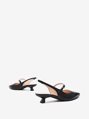 NeroGiardini Black Leather Slingback Kitten Heels - Image 5 of 6