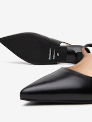 NeroGiardini Black Leather Slingback Kitten Heels - Image 6 of 6