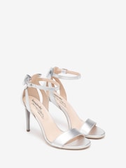NeroGiardini Silver Leather Single Strap Bow Sandals - Image 2 of 5