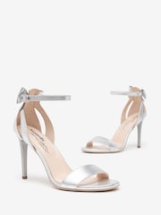 NeroGiardini Silver Leather Single Strap Bow Sandals - Image 3 of 5