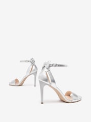 NeroGiardini Silver Leather Single Strap Bow Sandals - Image 4 of 5