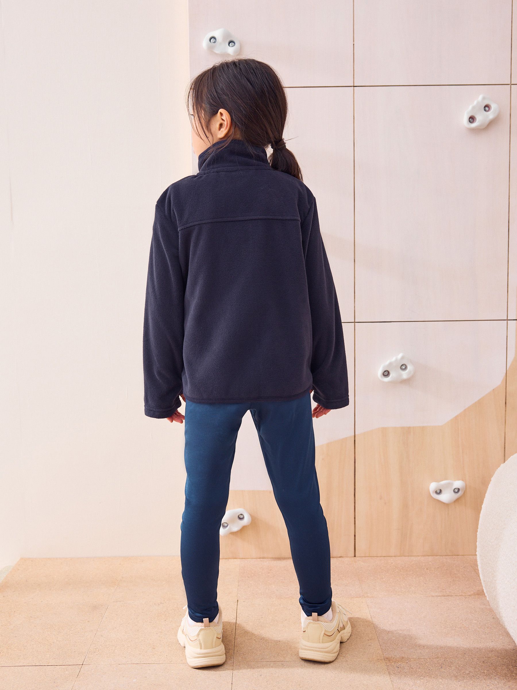 Buy Navy Blue Zip-Up Fleece Jacket With Pockets (3-16yrs) from the