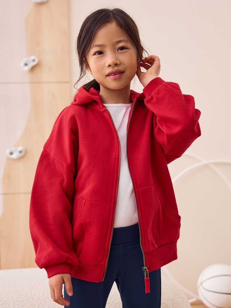 Красный - Zip Through Sports Hoodie (3-16yrs) - Изображение 1 из 8