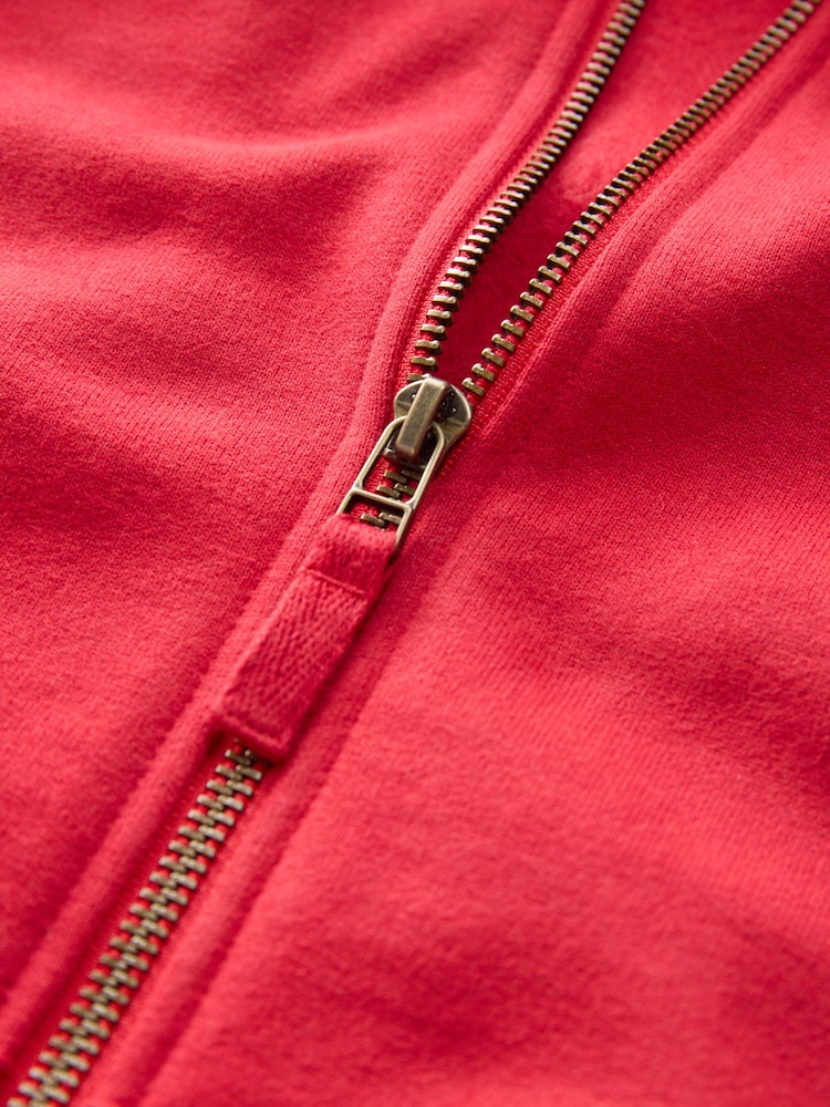 Red Cotton Rich Zip Through Sports Hoodie (3-16yrs) - Image 7 of 8