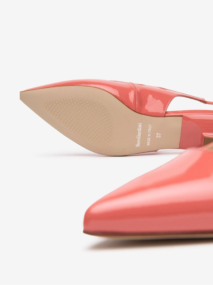 NeroGiardini Pink Leather Slingback Kitten Heels - Image 5 of 5 NeroGiardini Pink Leather Slingback Kitten Heels - Image 5 of 5